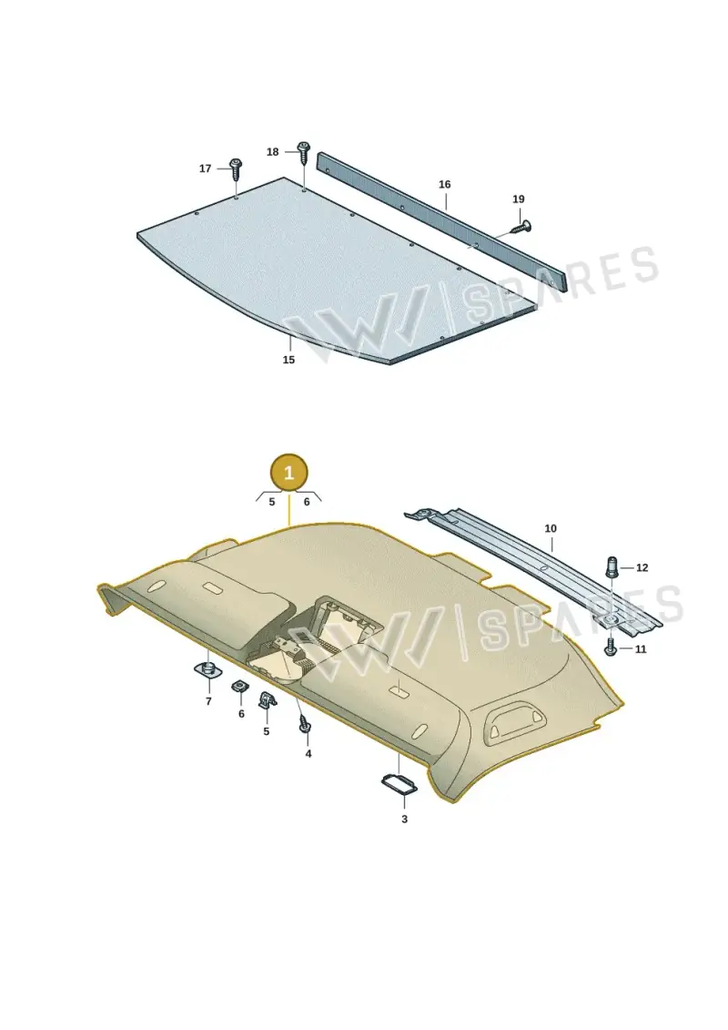 7LA867501F6K8 — Volkswagen Caravelle (2019-2024) diagram 7ep867055, position 1