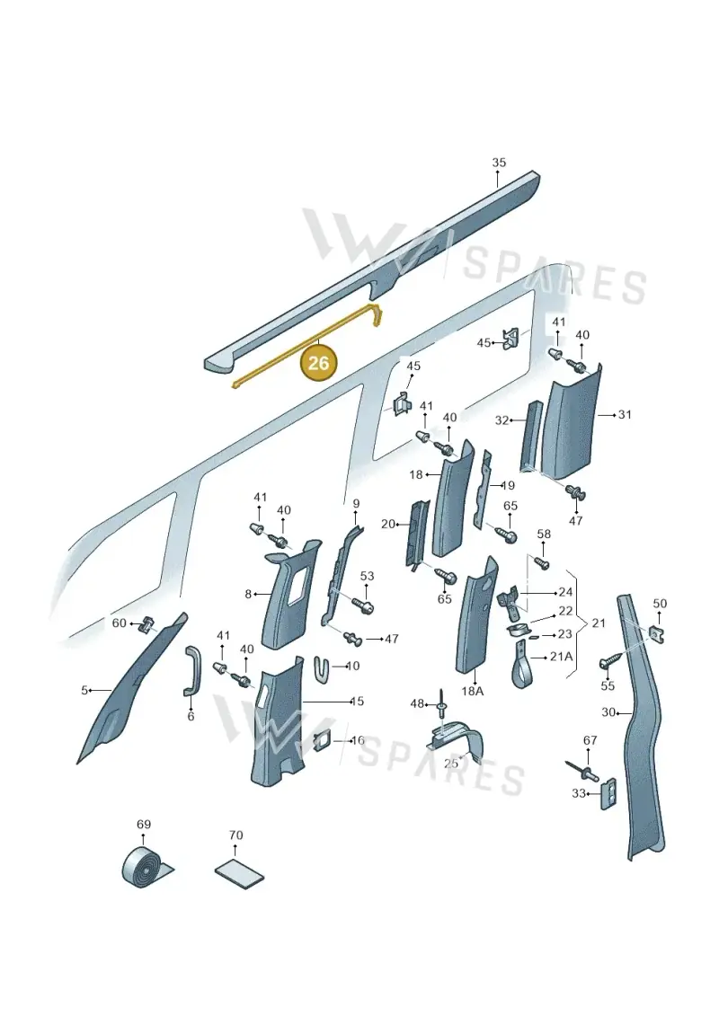 7LA868633AX30 — Volkswagen Caravelle (2019-2024) diagram 871867700, position 26