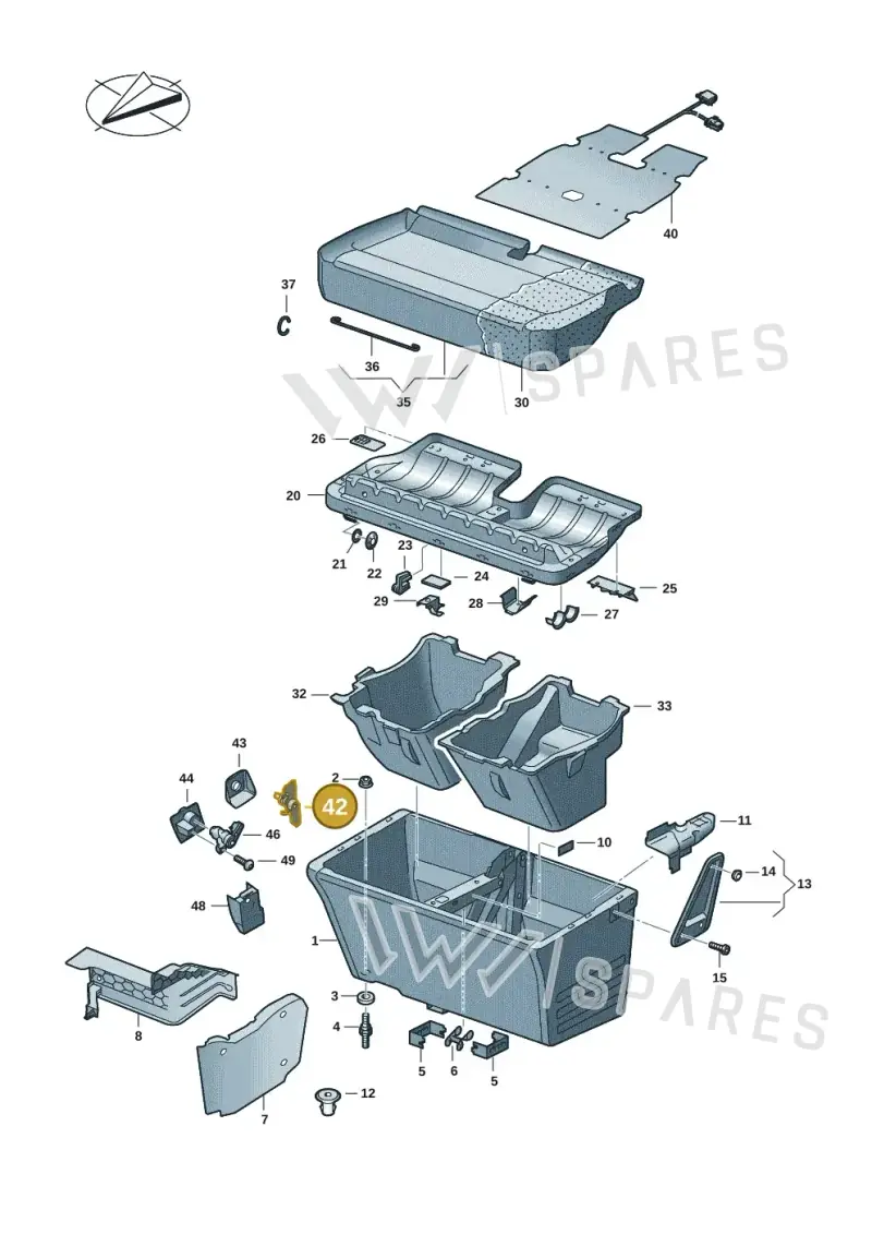 7LA881156 — Volkswagen Caravelle (2019-2024) diagram 7ep881010, position 42