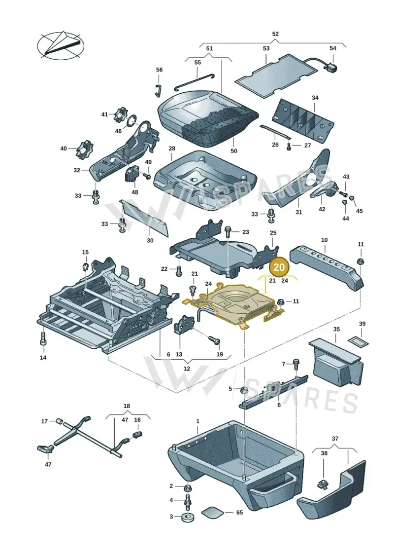 7LA88231001A — Volkswagen Transport. multivan (2019-2024) diagram 861881005, position 20
