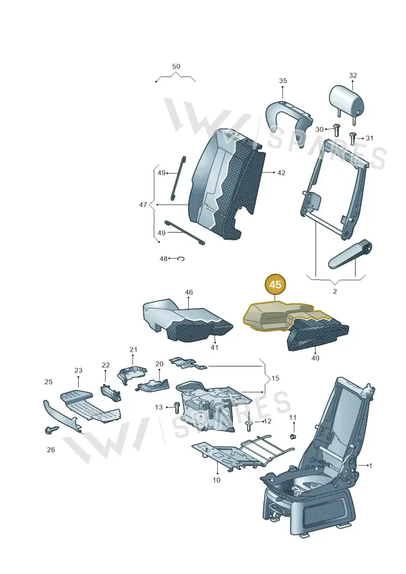 7LA883451DUES — Volkswagen Transporter Multivan (2019-2024) diagram 679883350, position 45