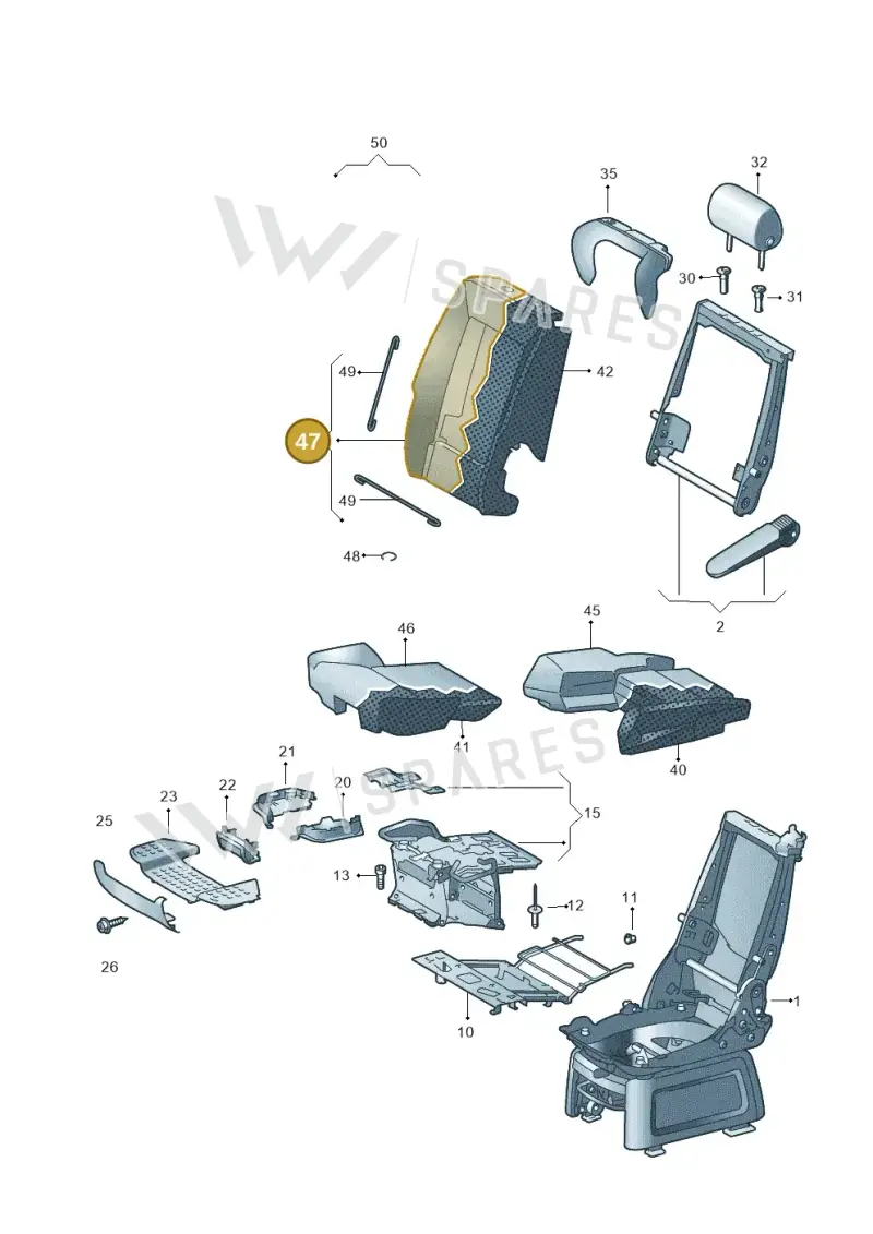 7LA883805TUEW — Volkswagen Transporter Multivan (2019-2024) diagram 679883350, position 47