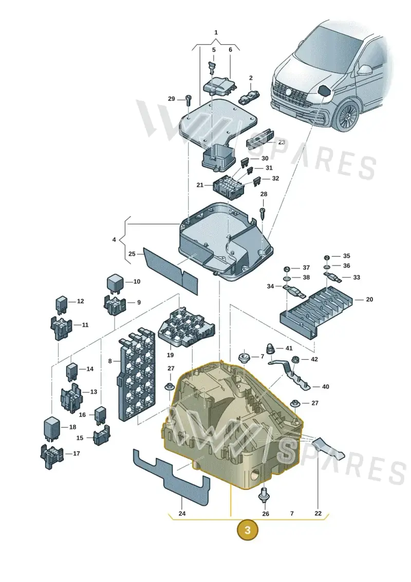 7LA907296 — Volkswagen Transporter Multivan (2019-2024) diagram 7ep937020, position 3