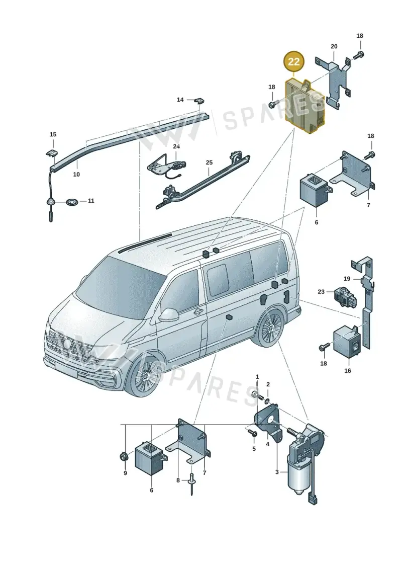 7LA959244D — Volkswagen Transporter Multivan (2019-2024) diagram 7em959000, position 22