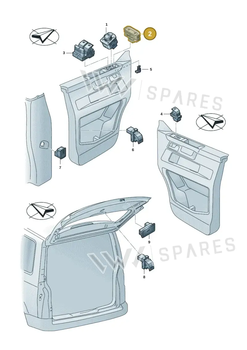 7LA962125WHS — Volkswagen Transport. multivan (2019-2024) diagram 7em959006, position 2