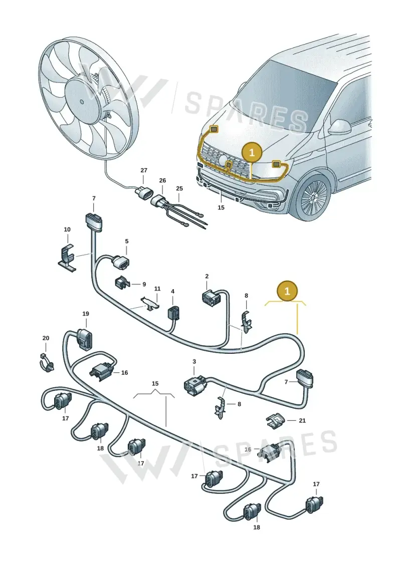 7LA971114J — Volkswagen Transporter Multivan (2019-2024) diagram 7em971000, position 1