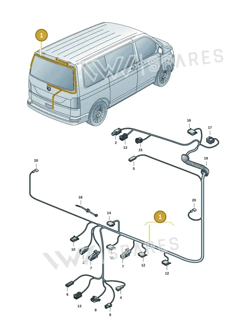 7LA971145CJ — Volkswagen Transporter Multivan (2019-2024) diagram 7em972080, position 1