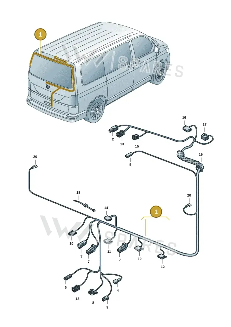 7LA971145CT — Volkswagen Transporter Multivan (2019-2024) diagram 7em972080, position 1