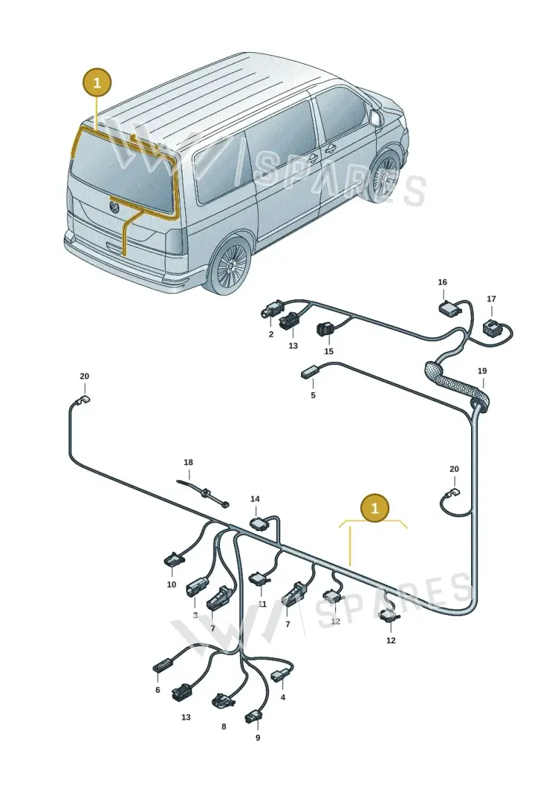 7LA971145DA — Volkswagen Caravelle (2019-2024) diagram 7em972080, position 1