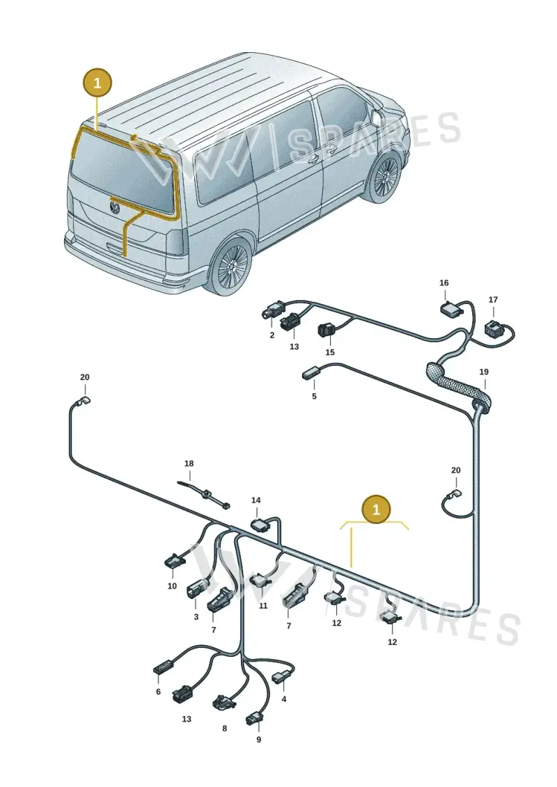 7LA971145DB — Volkswagen Caravelle (2019-2024) diagram 7em972080, position 1