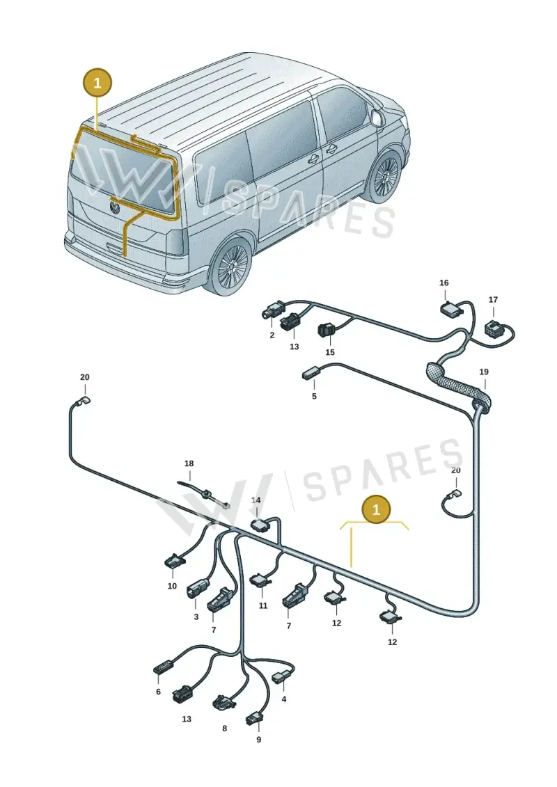 7LA971145DF — Volkswagen Transporter Multivan (2019-2024) diagram 7em972080, position 1