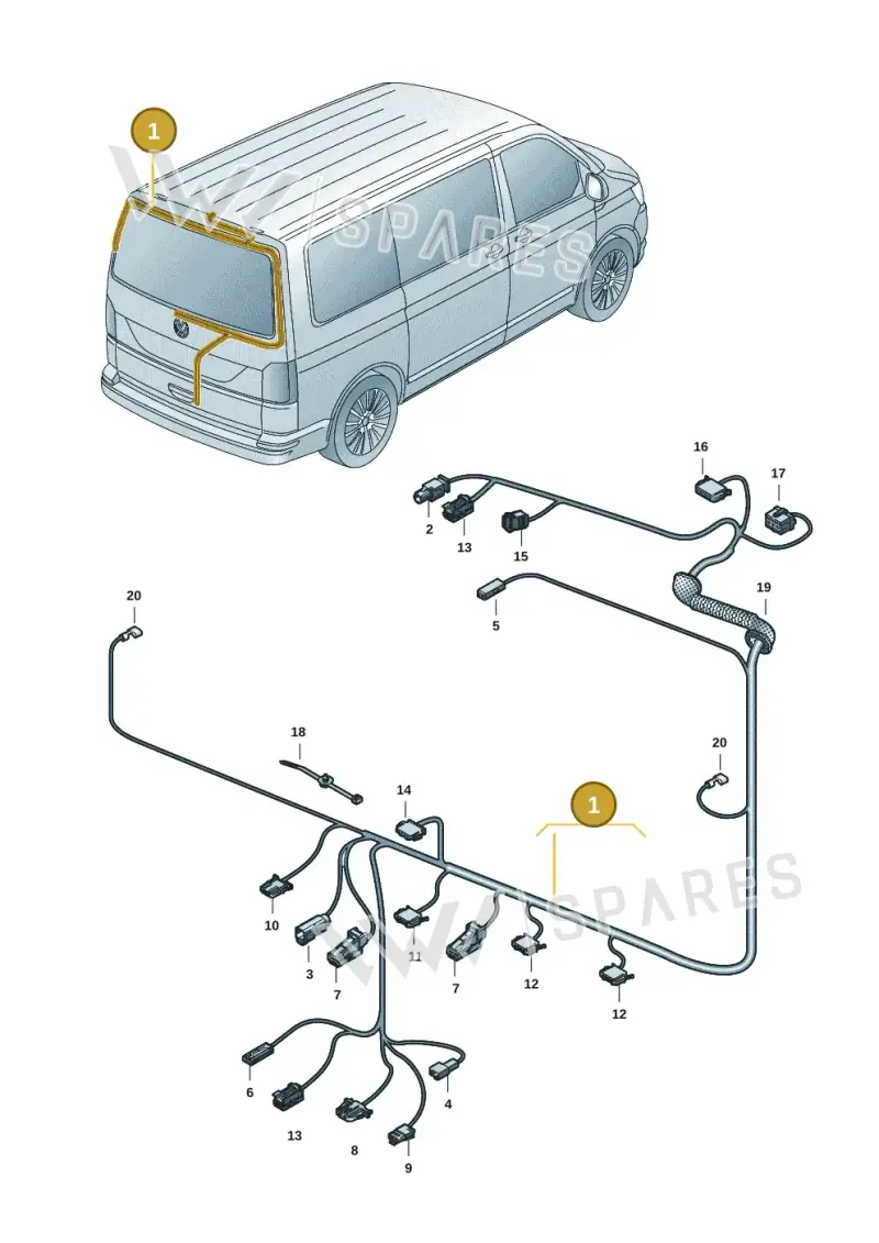 7LA971145DN — Volkswagen Transporter Multivan (2019-2024) diagram 7em972080, position 1