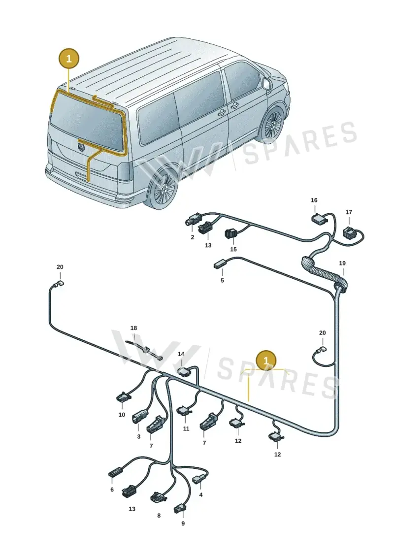 7LA971145H — Volkswagen Transporter Multivan (2019-2024) diagram 7em972080, position 1