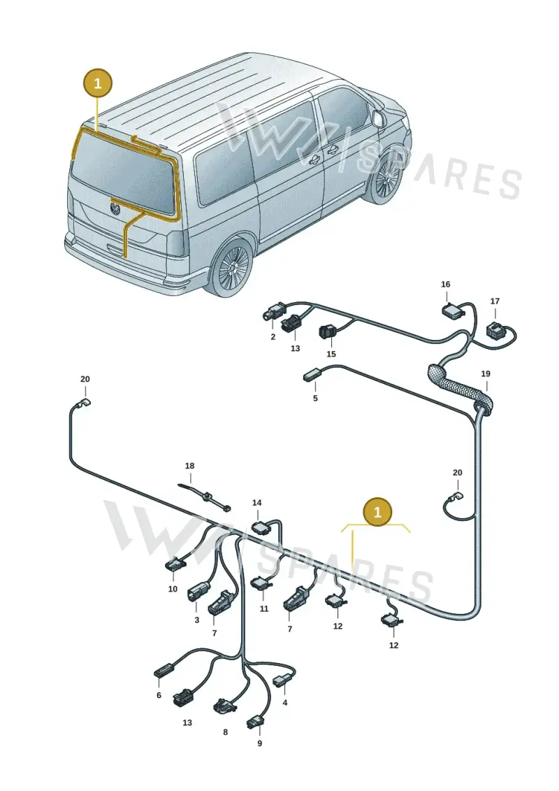 7LA971145K — Volkswagen Transporter Multivan (2019-2024) diagram 7em972080, position 1