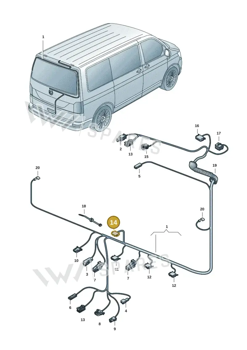 7LA971205 — Volkswagen Transporter Multivan (2019-2024) diagram 7em972080, position 14