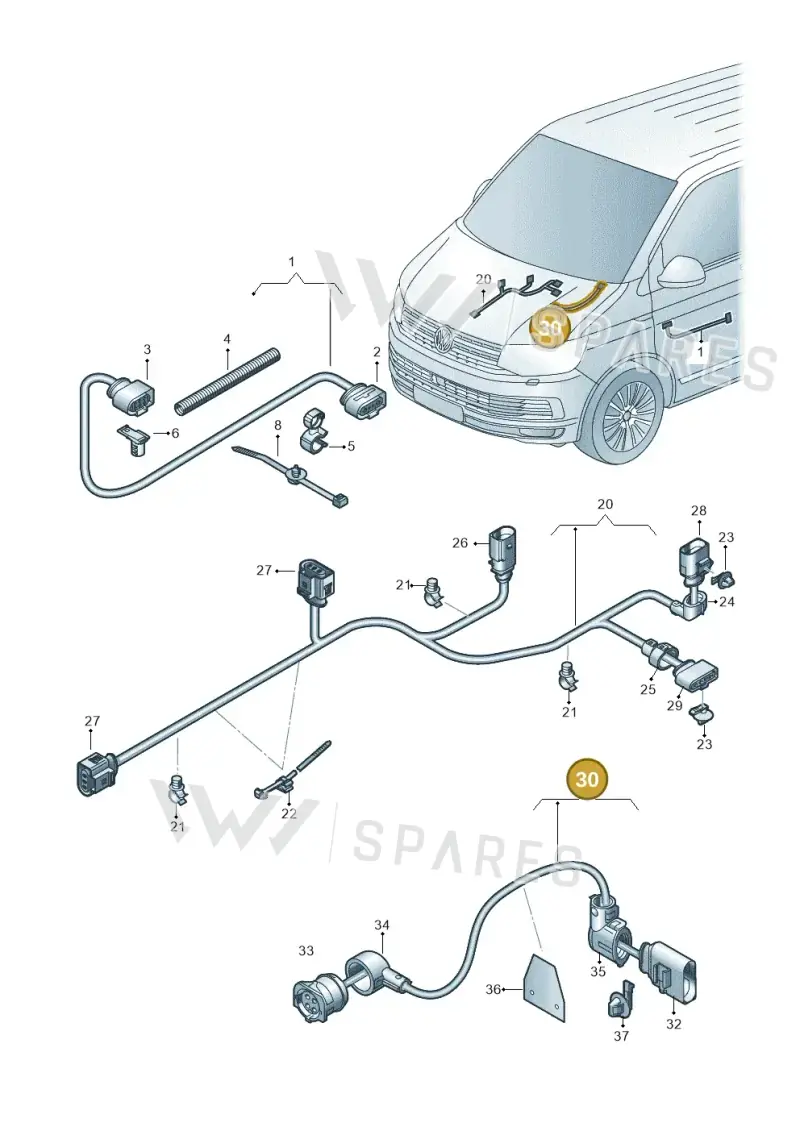 7LA971555C — Volkswagen Transporter Single Cab (2019-2024) diagram 7fp971032, position 30