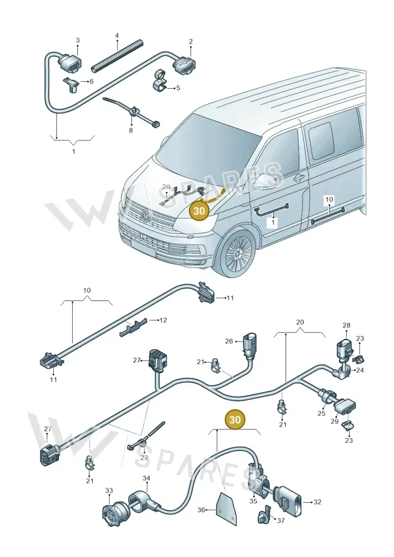 7LA971555C — Volkswagen Transporter Multivan (2019-2024) diagram 7em971032, position 30