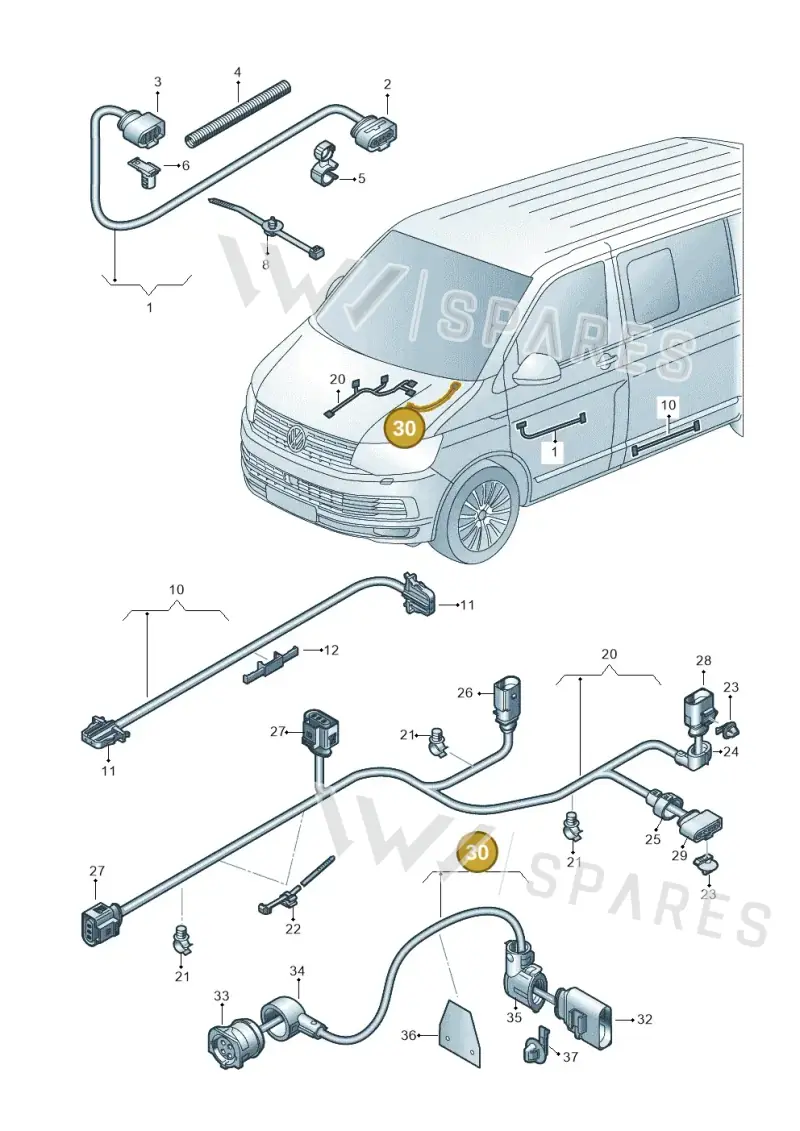 7LA971555 — Volkswagen Transporter Multivan (2019-2024) diagram 7em971032, position 30