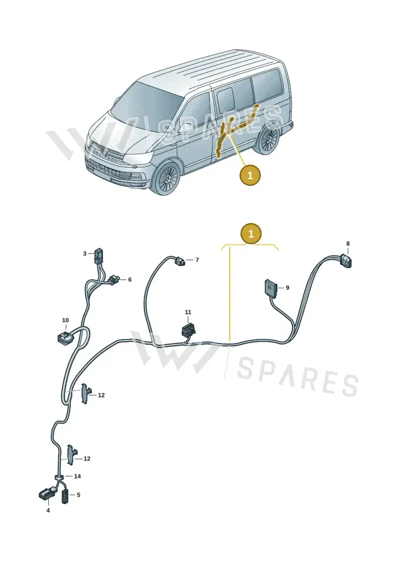 7LA971691T — Volkswagen Transporter Multivan (2019-2024) diagram 7em972030, position 1