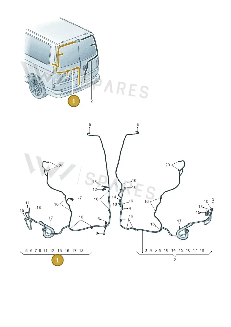 7LA971695C — Volkswagen Caravelle (2019-2024) diagram 7ep972083, position 1