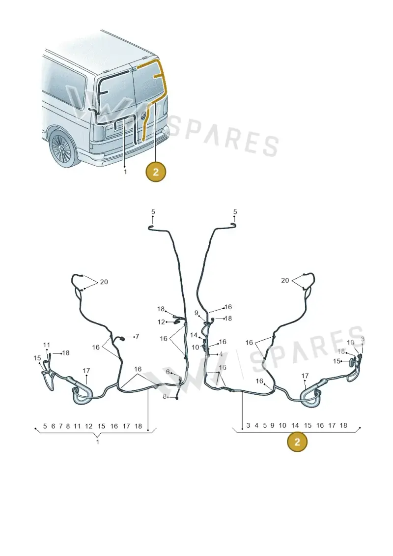 7LA971696AA — Volkswagen Caravelle (2019-2024) diagram 7ep972083, position 2