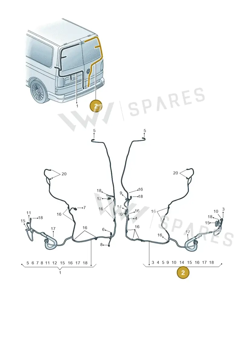 7LA971696L — Volkswagen Caravelle (2019-2024) diagram 7ep972083, position 2