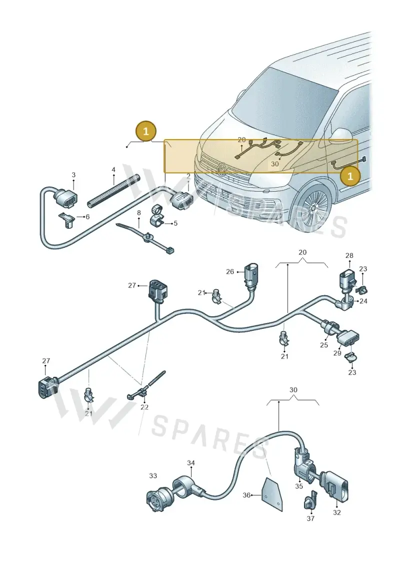7LA971727A — Volkswagen Transporter Single Cab (2019-2024) diagram 7fp971032, position 1