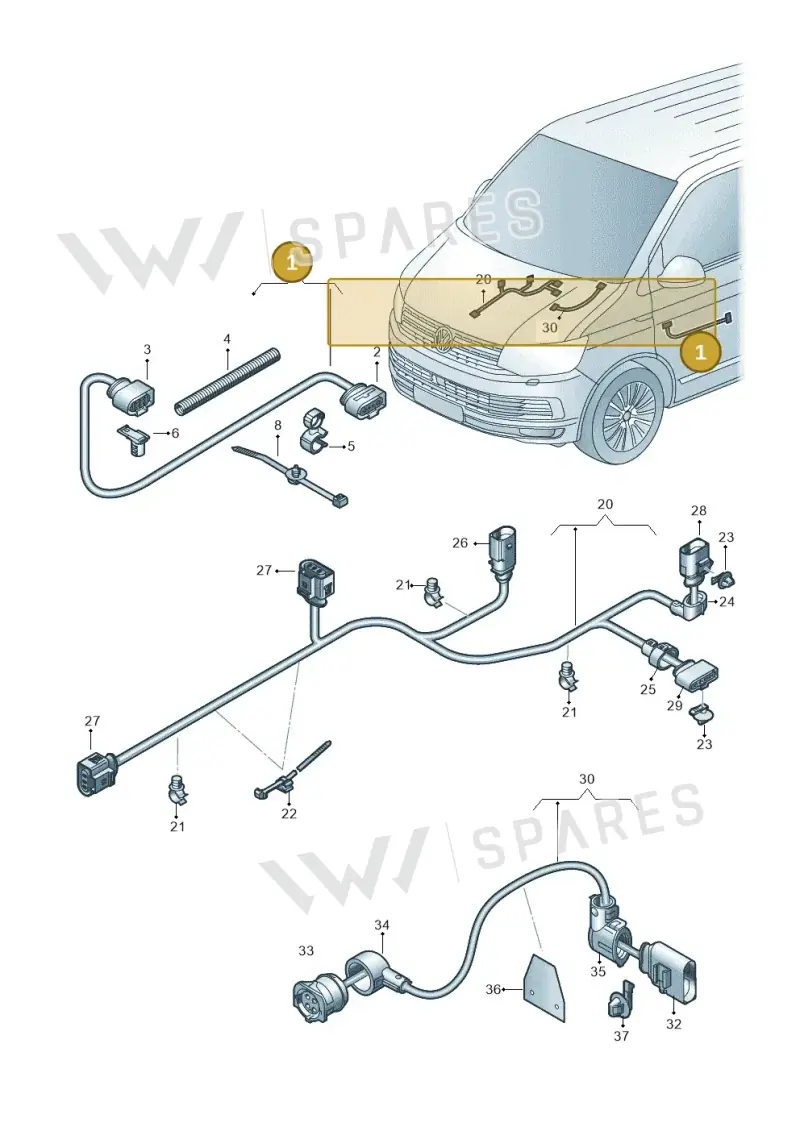 7LA971727B — Volkswagen Transporter Single Cab (2019-2024) diagram 7fp971032, position 1