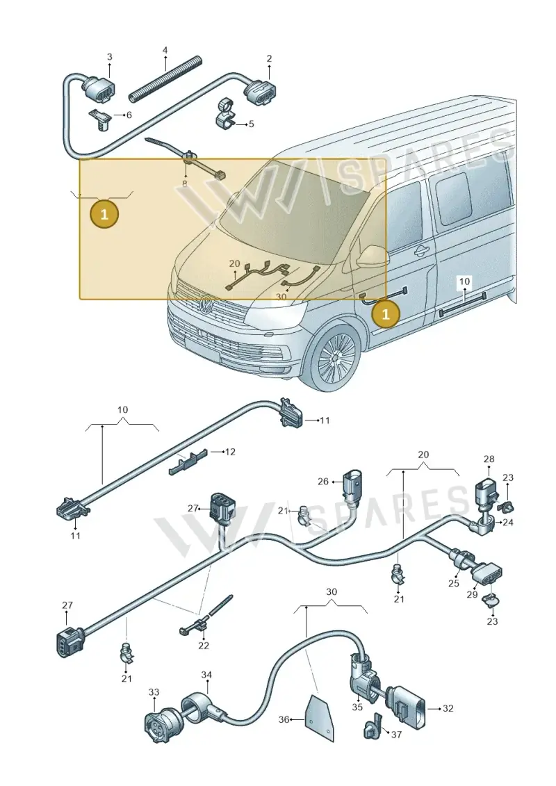 7LA971727B — Volkswagen Transporter Multivan (2019-2024) diagram 7em971032, position 1