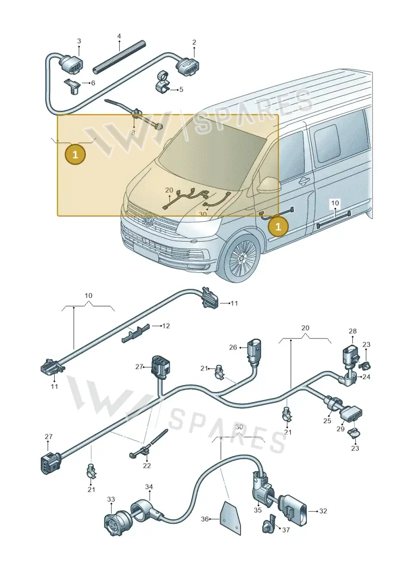 7LA971727 — Volkswagen Transporter Multivan (2019-2024) diagram 7em971032, position 1