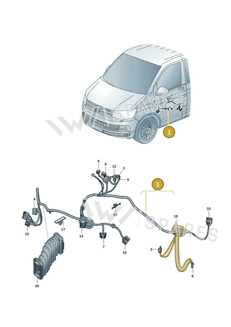 7LB971120A — Volkswagen Transporter Multivan (2019-2024) diagram 7em972030, position 1