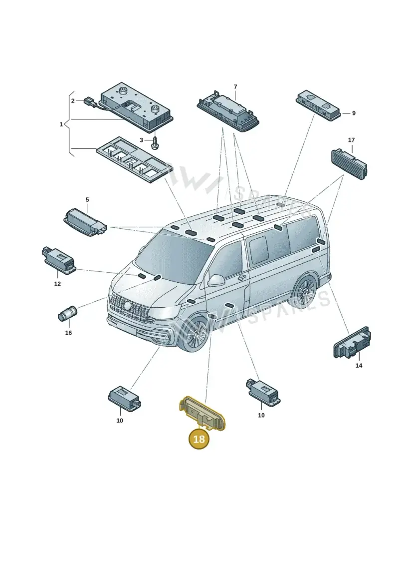 7LC947415AG72A — Volkswagen Transporter Multivan (2019-2024) diagram 7em947000, position 18