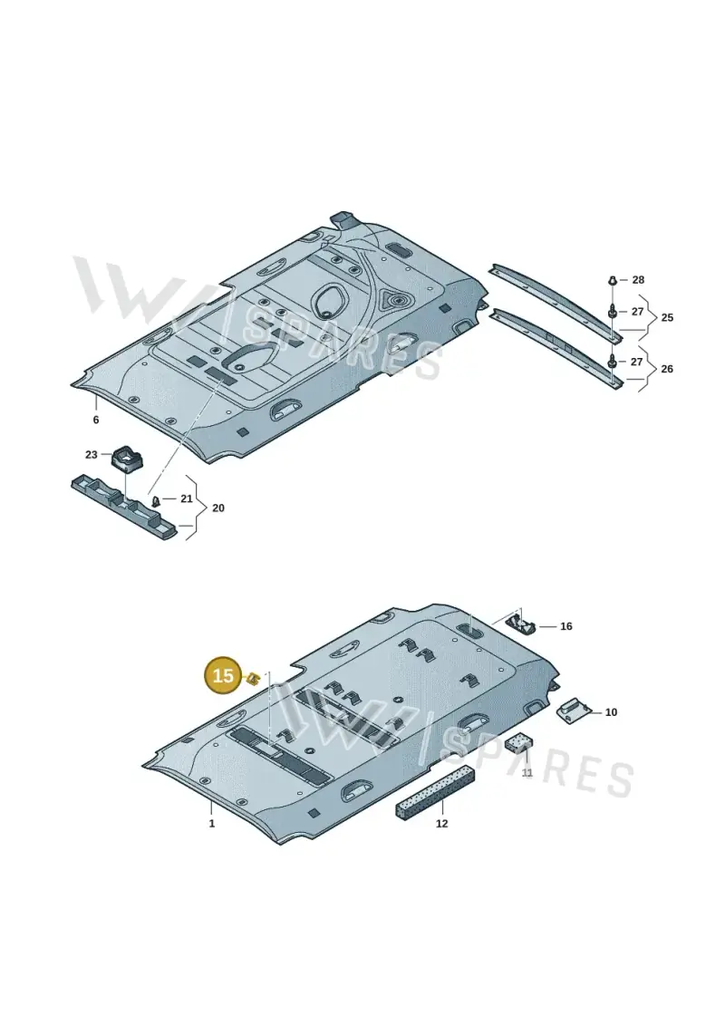 7M0868563 — Volkswagen Caravelle (2019-2024) diagram 7ep867060, position 15