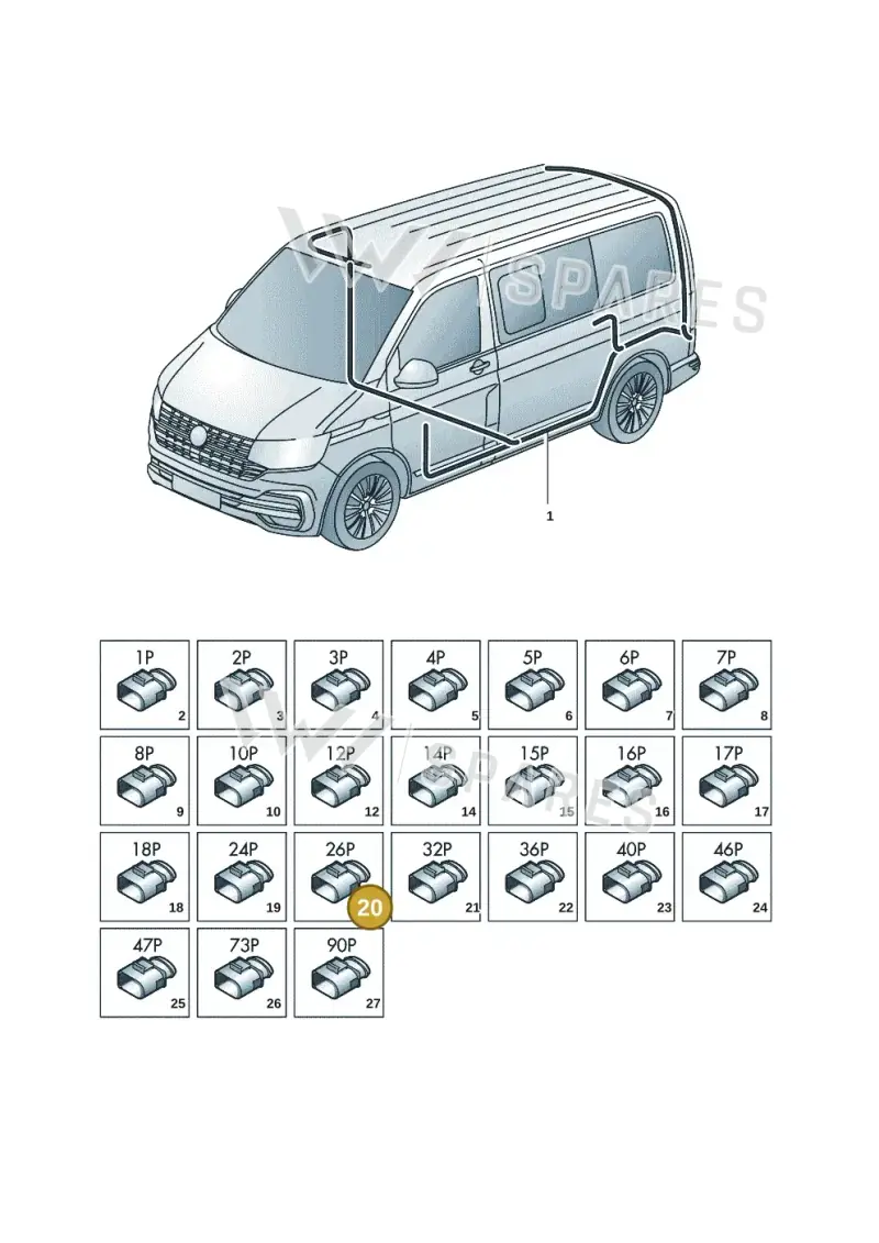7M3972726B — Volkswagen Transport. multivan (2019-2024) diagram 7em971080, position 20
