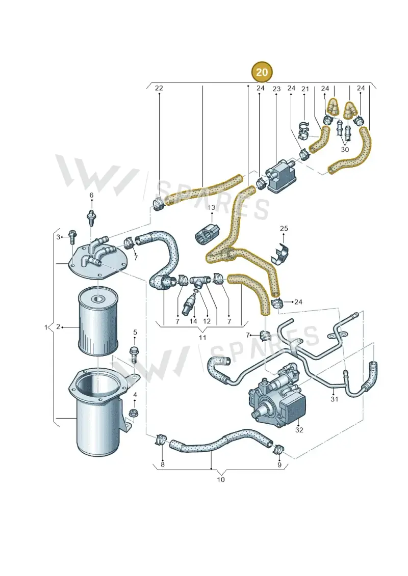7N0130295J — Audi Q3 (2014-2019) diagram 728127400, position 20