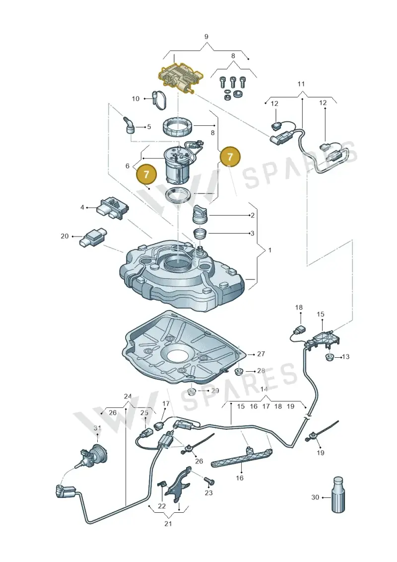7N0198975 — Volkswagen Touareg BlueMotion (2014-2018) diagram 787253740, position 7