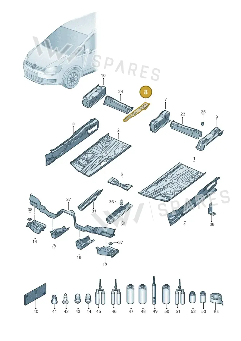 7N0802382 — Volkswagen Sharan BlueMotion (2015-2022) diagram 863802000, position 8