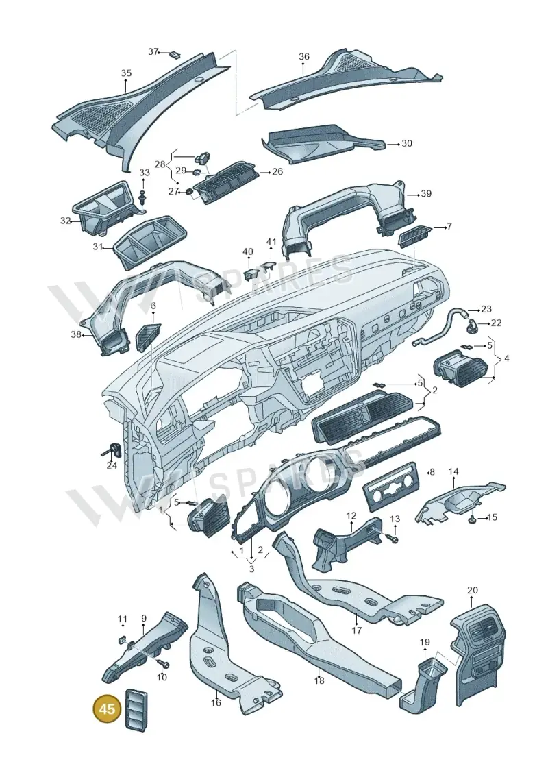 7N0819465D — Volkswagen Tiguan 2.0 4Motion (2016-2024) diagram 884819300, position 45