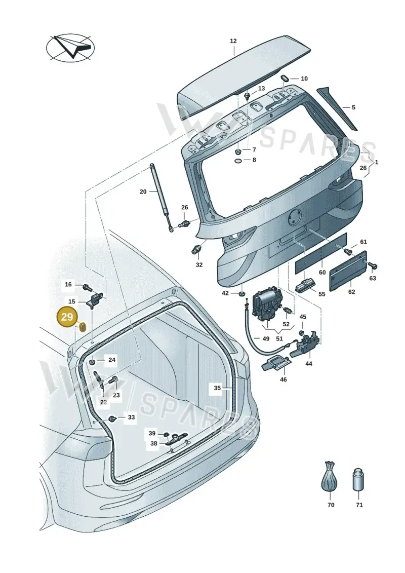 7N0827417 — Volkswagen Golf 2.0 BlueMotion (2019-2024) diagram 5h0827100, position 29