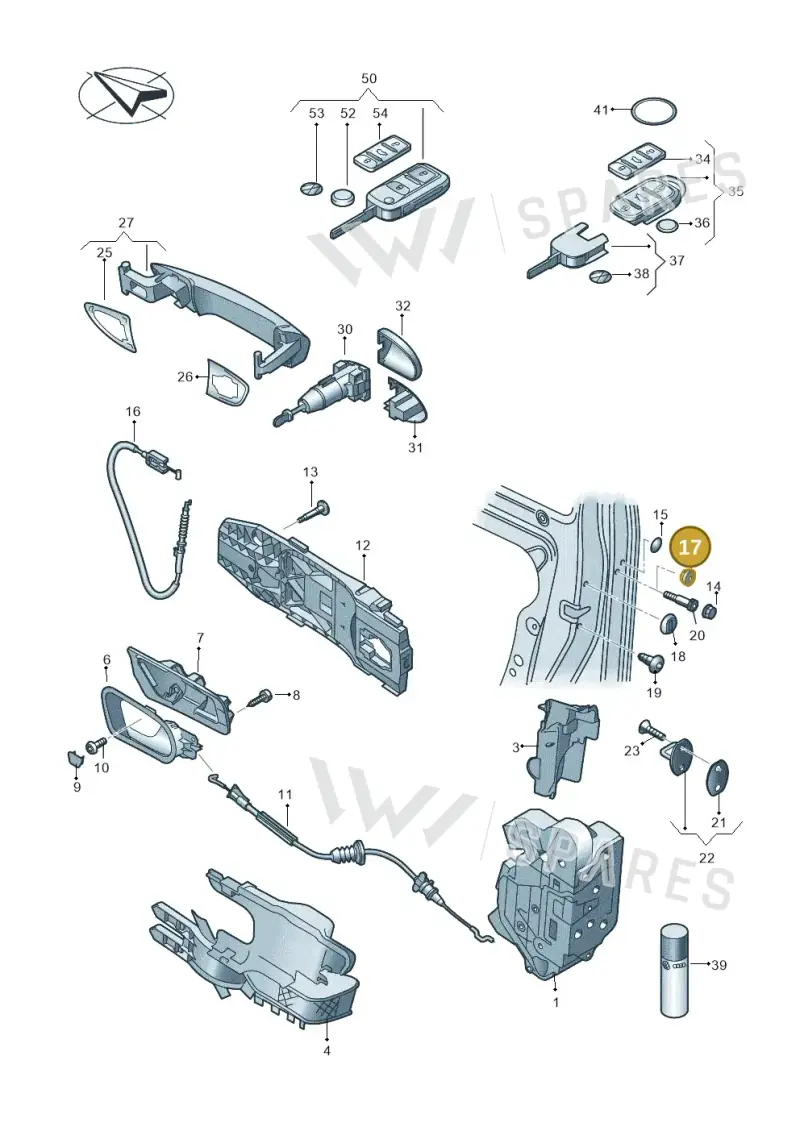 7N08371119B9 — Volkswagen Sharan (2015-2022) diagram 651837000, position 17