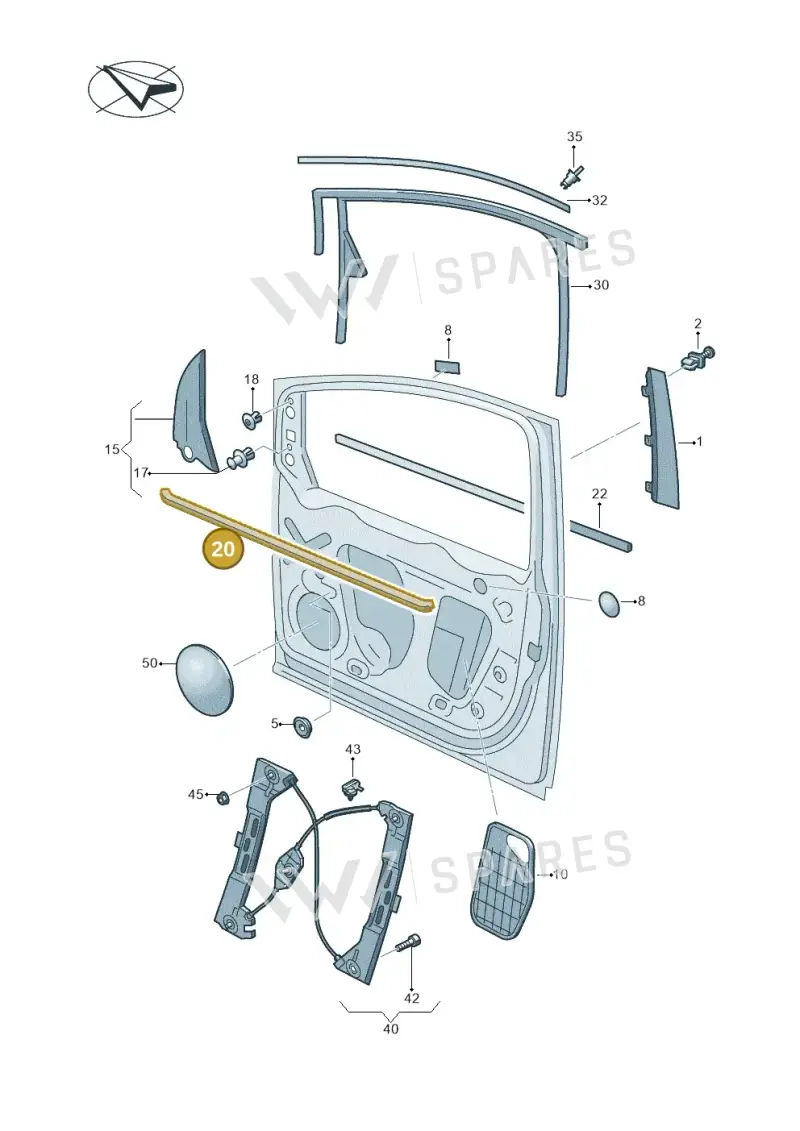 7N0837480B — Volkswagen Sharan BlueMotion (2015-2022) diagram 689837600, position 20