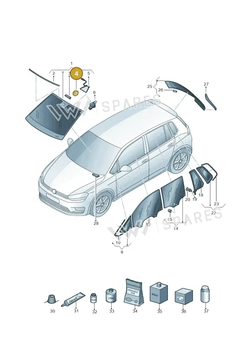 7N0845543A — Volkswagen Golf Sportsvan (2014-2020) diagram 780845000, position 4