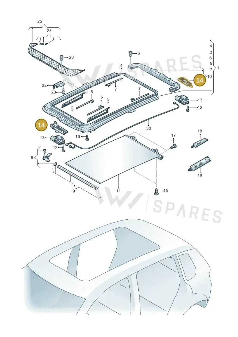 7N0898302 — Volkswagen Sharan Blue Motion (2010-2015) diagram 634877100, position 14
