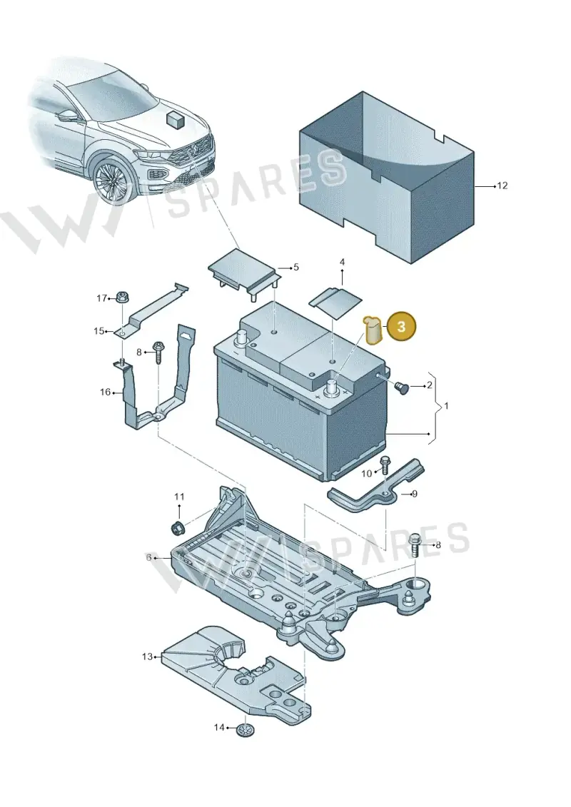7N0915429A — Volkswagen T-Roc convertible 1.5 (2019-2024) diagram 813915000, position 3