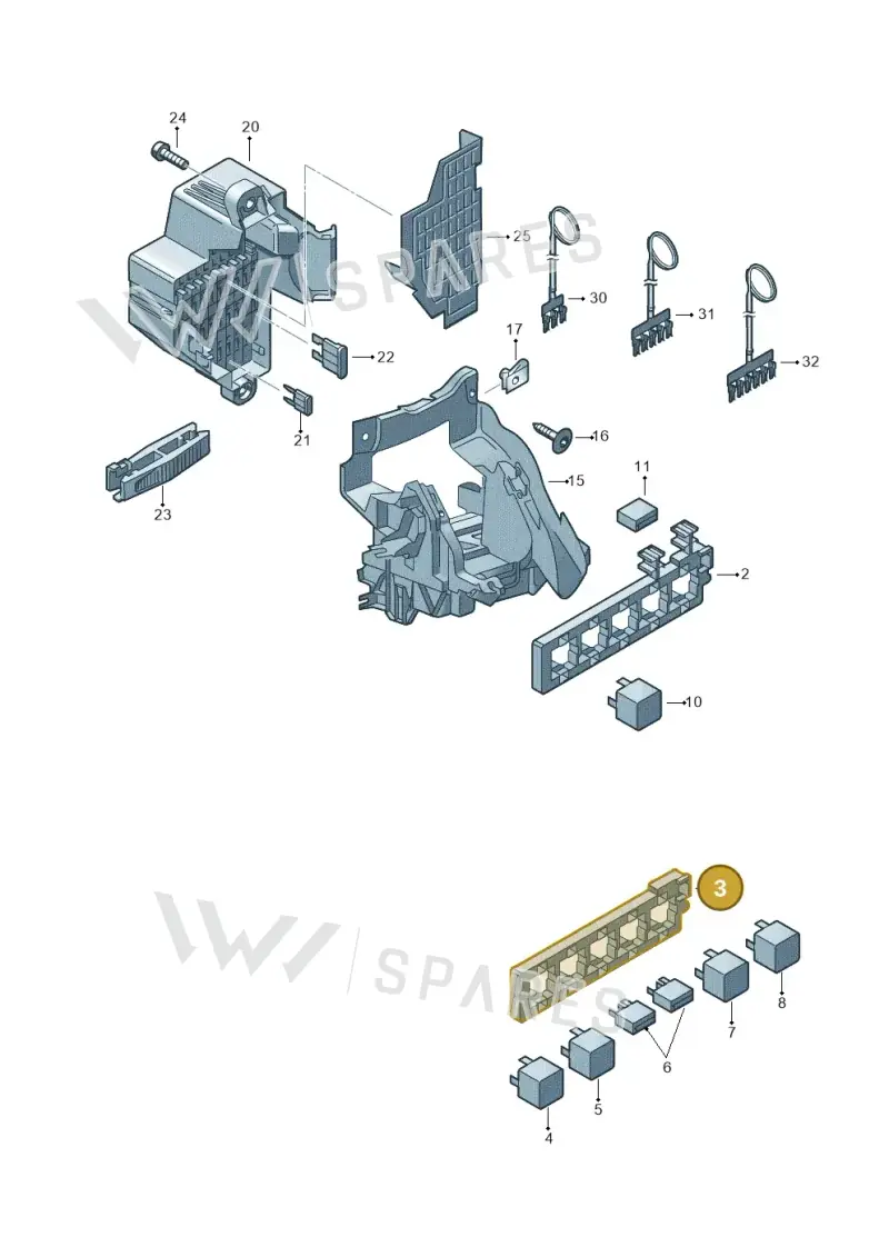 7N0937503A — Volkswagen Golf Cabriolet (2011-2016) diagram 718937000, position 3
