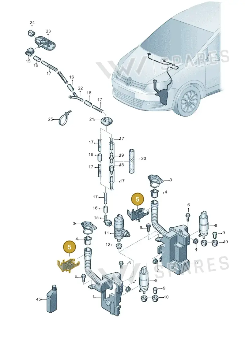 7N0955195A — Volkswagen Sharan BlueMotion (2015-2022) diagram 863955100, position 5