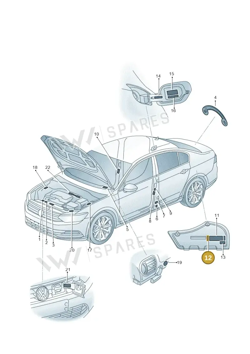 7P0010006 — Volkswagen Passat saloon (2014-2024) diagram 793010000, position 12