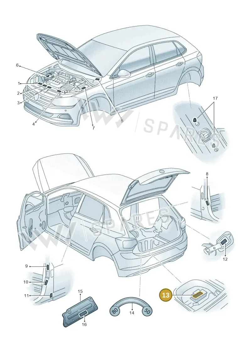 7P0010006 — Volkswagen Polo 1.0 BlueMotion (2017-2024) diagram 837010000, position 13