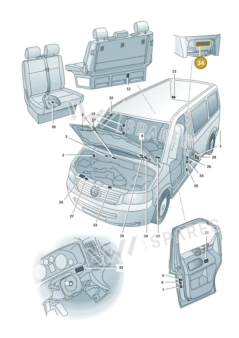 7P0010804Q — Volkswagen Caravelle (2019-2024) diagram 7ep010000, position 34