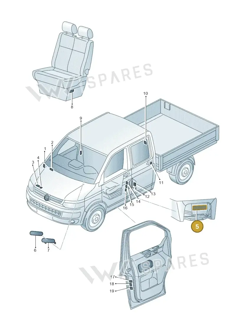 7P0010804Q — Volkswagen Single-cab transp. (2019-2024) diagram 862010000, position 5